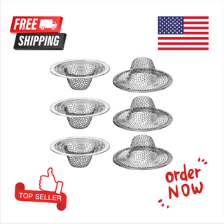 6 Pack - 2.125 """" Top / 1 """" Basket -Mesh Sink Drain Sil H?rfanger til badev?relsesvask Utility Slop Vaskeri RV og toilet