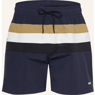 BOSS Black Herren Badeshorts blau Mikrofaser Gestreift