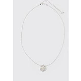 Mens Iced Spades Necklace In Silver
