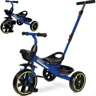 Kriddo 2-i-1 Toddler Tricycle i alderen 18 m?neder til 5 ?r gammel-Udvidet push-greb til ubesv?ret push-gave trike til sm?barn 3 til 5 ?r b?rnebu