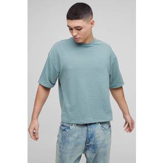 Mens Sage Oversized Boxy Ribbed T-Shirt