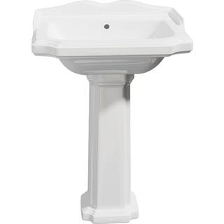 Tvättställ Kensington Vit 60 cm med Piedestal Vit Blank