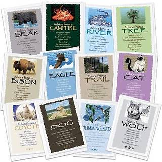 Din sande natur 12 favoritter lykønskningskort sæt - råd fra en hunde kattebjørn Eagle Hummingbird River Trail Coyote Tree Wolf Campfire Bison (A