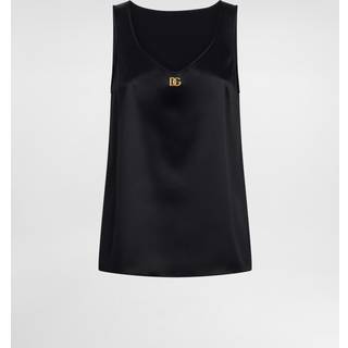 Dolce&Gabbana DG silk-blend satin tank top - black - XL+