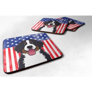 """" Caroline's Treasures BB2167FC American Flag og Bernese Mountain Dog Foam Coaster (Sæt på 4) 3.5 """" """" Multicolor """"