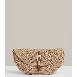 Reiss Aria Raffia Half-Moon Clutch taskeEn