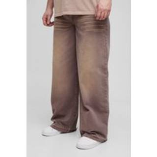 Mens Chocolate Tall Overdye Baggy Jeans