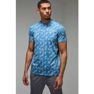 Mens Blue Man Active Geo Camo Performance Regular Fit T-shirt