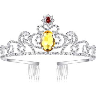 Lovelyshop Yellow Diamond Rhinestone Tiara Princess Belle Crown Crown