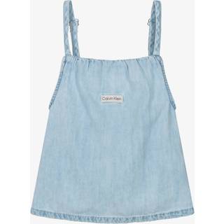 Calvin Klein Girl DENIM STRAP TOP LIGHT SERENITY - Blå