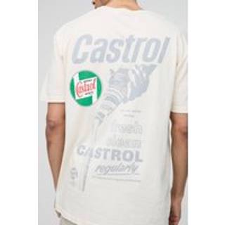 Mens Ecru Oversized Castrol Racing License Print T-Shirt
