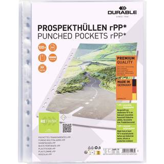 Durable plastlomme til ringbind premium a4 rpp 100 stk/pose klar
