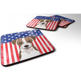 """" Caroline's Treasures BB2132FC American Flag og Jack Russell Terrier Foam Coaster (Sæt på 4) 3.5 """" ""Multicolor"" ""