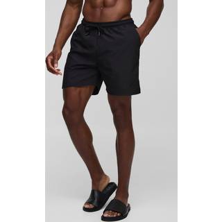 Mens Branded Mid Length Swim Short in Black