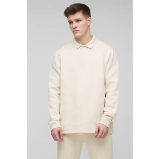 Mens Ecru Tall Woven Tab Rugby Polo