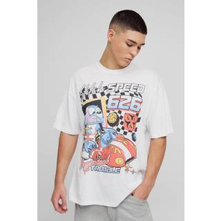 Mens White Oversized Disney Stitch Varsity License Print T-Shirt