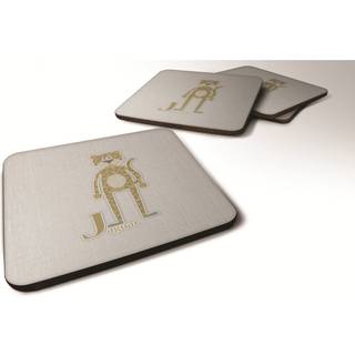 """" Caroline's Treasures Alphabet J for Jaguar Foam Coaster Set på 4 3,5 multicolor """"
