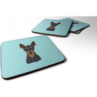 """" Caroline's Treasures BB1178FC Checkerboard Blue Min Pin Foam Coaster (Sæt på 4) 3,5 """" ""H X 3,5"" """" W Multicolor """"