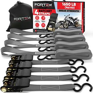 Fortem Ratchet Straps 1650lb Break Strength 4 15ft bindemiddel S?t 4 Soft Loops Motorcykelstropper Bind nedad til laststropper til lastbiler Gumm
