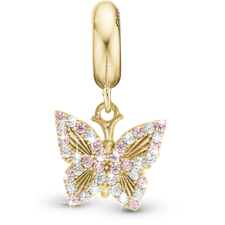 Christina Jewelry Sparkling Butterfly forgyldt charm til sølvarmbånd på 4 mm