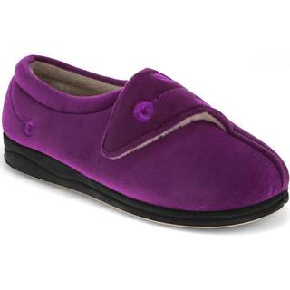Pavers Pavers Purple Wide Fit Ladies Touch Fasten Full Slippers With Permalose Sole