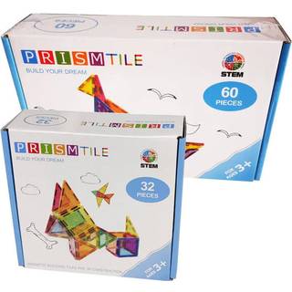 Magnetic Tiles byggesæt 92 stk (32+60)