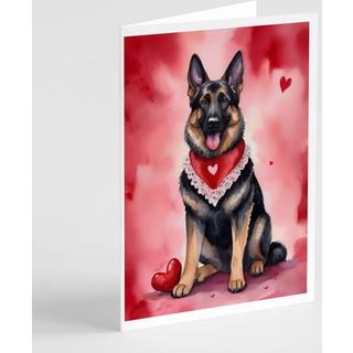 Caroline's Treasures DAC5346GCA7P Tysk Shepherd Mine Valentine lykønskningskortpakke med 8 blanke kort med konvolutter, finurlig A7 -størrelse 5x
