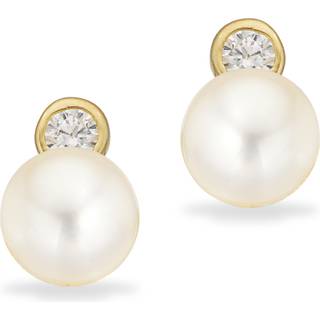 Scrouples Øreringe ferskvandsperle og cubic zirkonia i 8 karat guld
