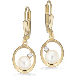 Scrouples Ørebøjler ferskvandsperle og cubic zirkonia i 8 karat guld