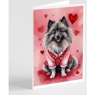Caroline's Treasures DAC5371GCA7P Keeshond My Valentine lykønskningskort Pakke med 8 blanke kort med konvolutter, finurlig A7 -størrelse 5x7 tomm