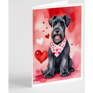 Caroline's Treasures DAC5351GCA7P GIANT SCHNAUZER Mine Valentine lykønskningskortpakke med 8 blanke kort med konvolutter, finurlig A7 Størrelse 5