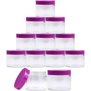 Beauticom 60 Grams60 ml (2 oz) Round Clear lækage Proof Plastic Container Krukker med lilla låg til opbevaring Kosmetisk lotion Scrubs Creams Sal