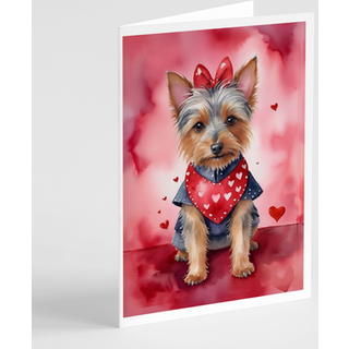 Caroline's Treasures DAC5271GCA7P Australian Terrier Mine Valentine lykønskningskort Pakke med 8 blanke kort med konvolutter, lunefuld A7 Størrel