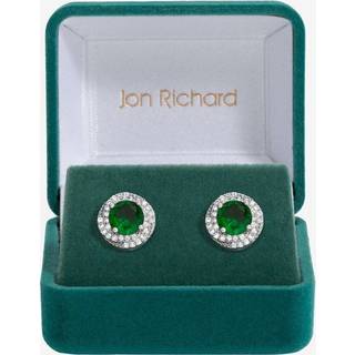 Jon Richard Tone Cubic Zirconia Emerald Halo Stud øreringeEn