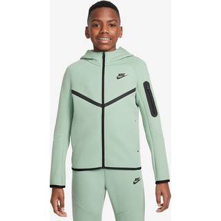 Nike Sportswear Tech Fleece-hættetrøje med lynlås til større børn - grøn - XS