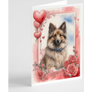 Caroline's Treasures DAC4360GCA7P Belgiske Tervuren Valentine Roses Helearing Cards Pakke med 8 blanke kort med konvolutter, finurlig A7 -størrel