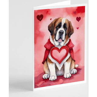 Caroline's Treasures DAC5430GCA7P SAINT BERNARD Mine Valentine lykønskningskortpakke med 8 blanke kort med konvolutter, finurlig A7 -størrelse 5x