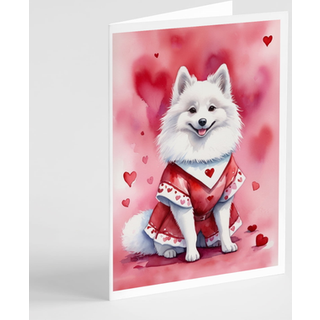 Caroline's Treasures DAC5263GCA7P American Eskimo Mine Valentine lykønskningskort Pakke med 8 tomme kort med konvolutter, finurlig A7 Størrelse 5