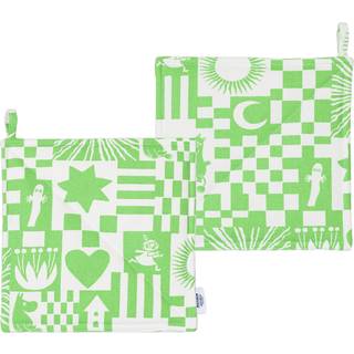 Moomin Arabia Party mumi grydelap 22x22 cm 2-pak Grøn