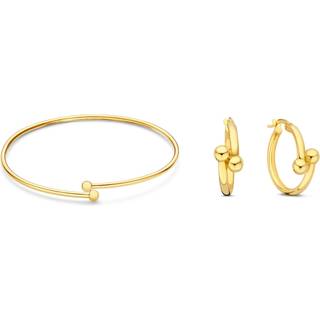 Isabel Bernard Cadeau d'Isabel 14 karat gold bracelet bangle and hoop earrings gift set IB90179
