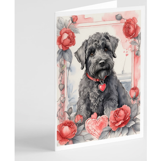 Caroline's Treasures DAC4487GCA7P Kerry Blue Terrier Valentine Roses lykønskningskort Pakke med 8 blanke kort med konvolutter, finurlig A7 Større