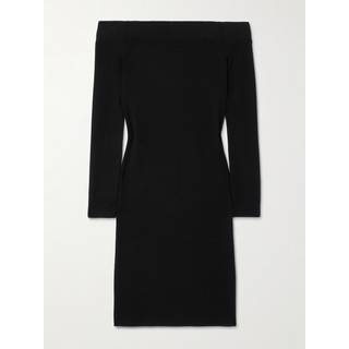 Tom Ford Off-shoulder cashmere and silk minidress - black - L