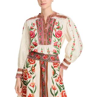 Farm Rio Printed cotton-blend blouse - multicoloured - XXS
