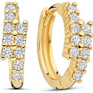 Beloro Jewels Monte Napoleone Joley creoler i 9 karat guld med zirkoniasten (9,7 mm) BO360117