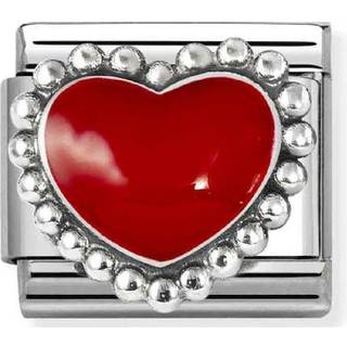 Nomination Red Raised Heart Charm - Silver