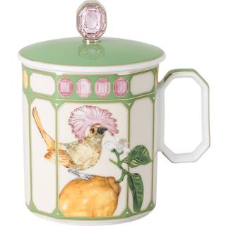 Idyllia Tasse, Porzellan, Kristallines Printmotiv, Kronenbekarde, Grün