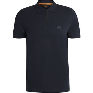 Strikket polo med slim fit i bomuldspiqué med stræk