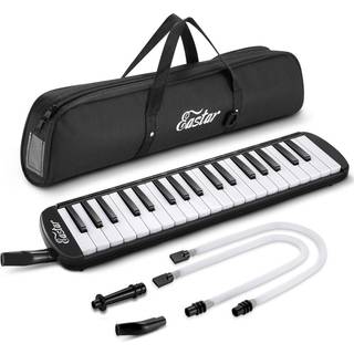 Eastar 37 Keys Melodica Instrument Soprano Melodica Air Piano Keyboard Pianica med 2 bl?de lange r?r Kort mundstykker, der b?rer taske sort