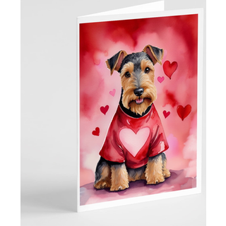 Caroline's Treasures DAC5456GCA7P Welsh Terrier Mine Valentine lykønskningskortpakke med 8 blanke kort med konvolutter, finurlig A7 -størrelse 5x