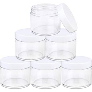 Beauticom 60 Grams60 ml (2 oz) Rund klar lækage Proof Plastic Container Krukker med hvide låg til rejser opbevaring Makeup Cosmetic Lotion Scrubs